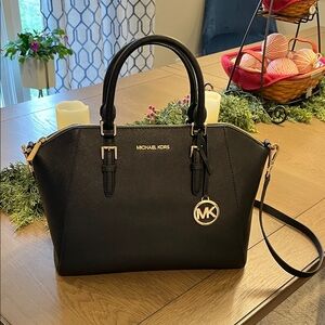 Michael Kors Black Satchel with Gold Accents